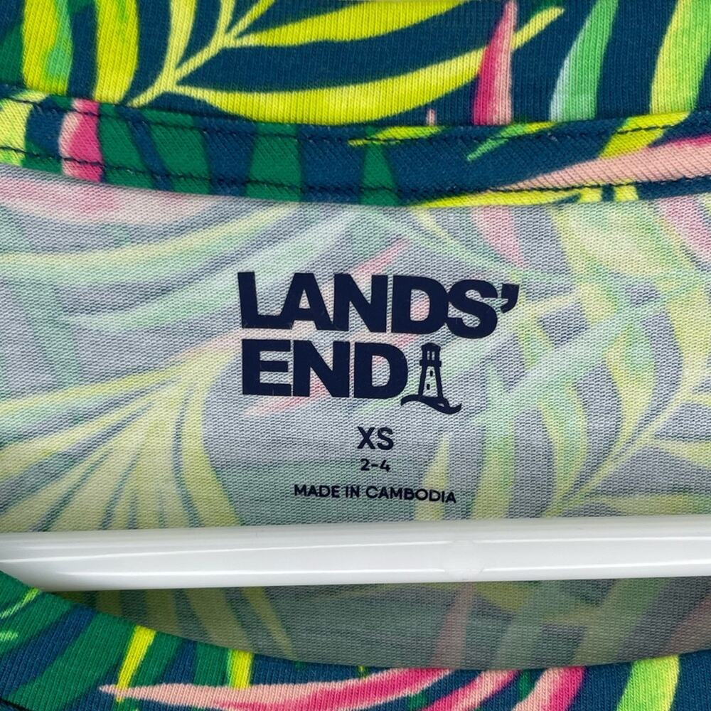 Land’s End Tropical Short Sleeve Ruched Maxi Dress Size XS - Picture 2 of 6